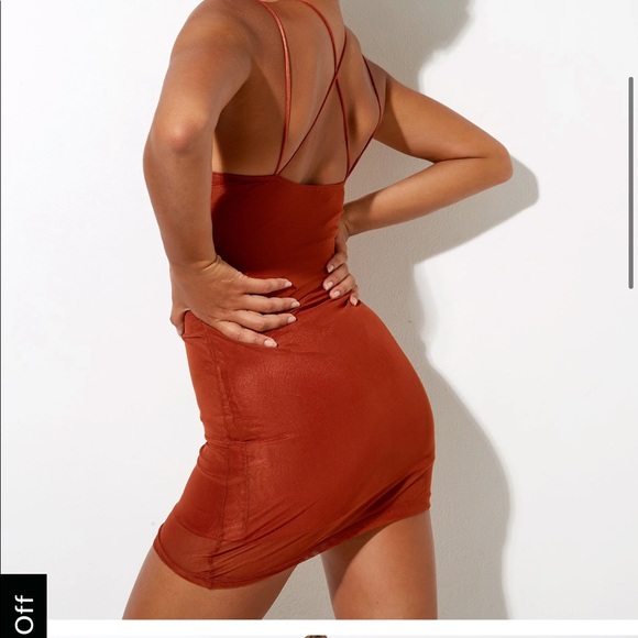 MOTEL ROCKS Olga Bodycon Dress in Mesh Toffee XS - Picture 2 of 3